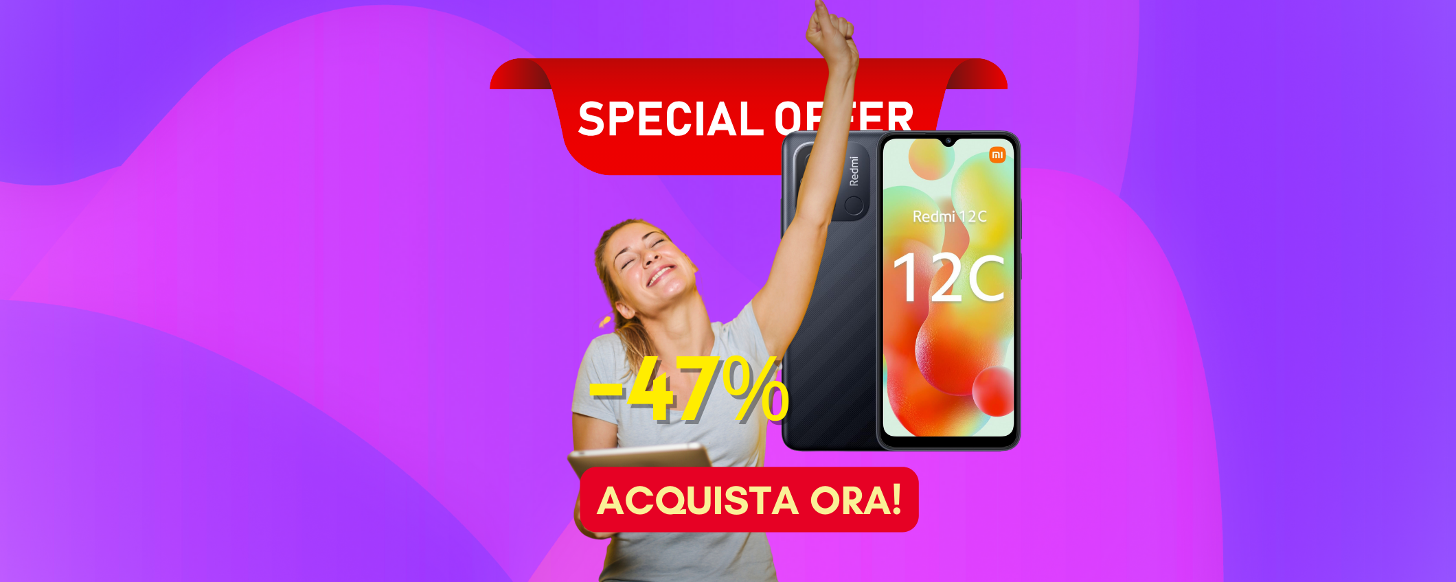 Xiaomi Redmi 12C in sconto del 47%, prezzo FOLLE