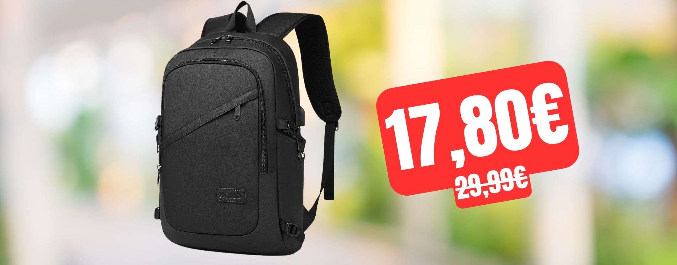 Lo zaino per laptop fino a 17 pollici di  Basics è in sconto su   con un'offerta a tempo 