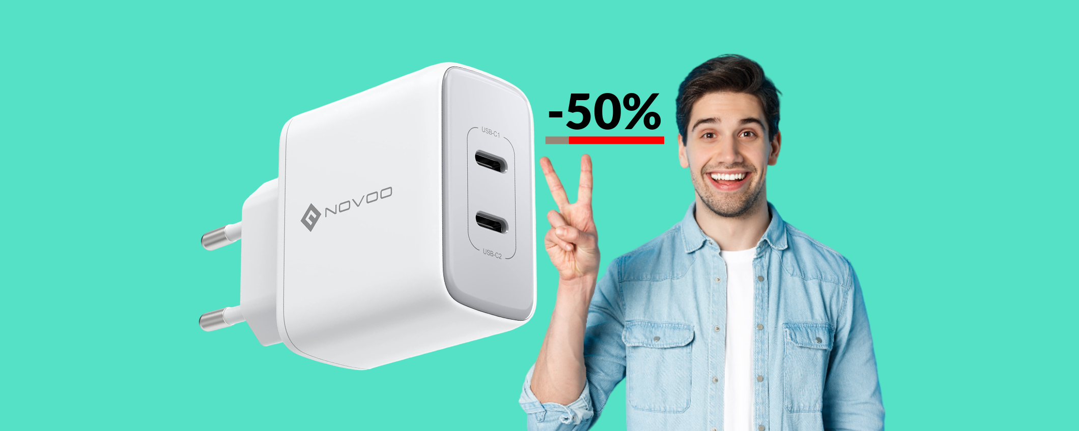 Caricabatterie USB C a 2 porte: oggi la spesa è DIMEZZATA (8€)