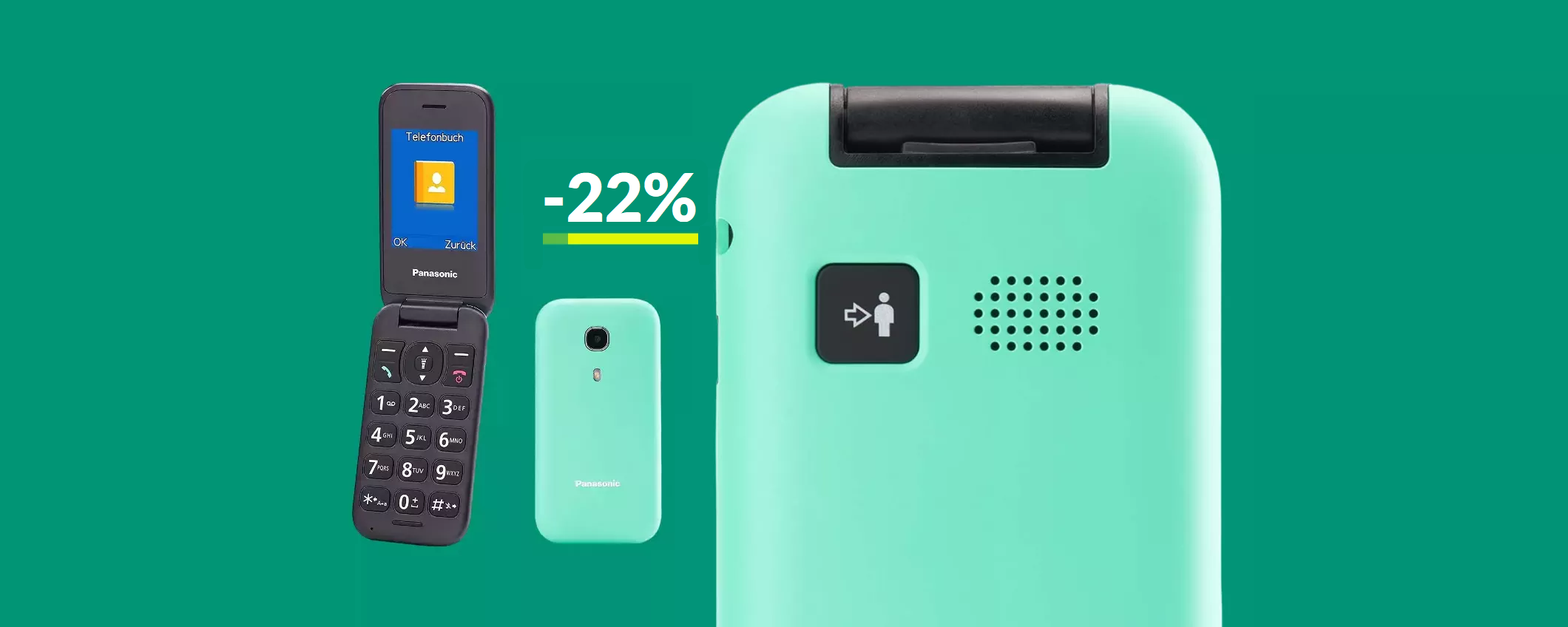 Cellulare Panasonic con pulsante SOS: bastano 47€ per averlo