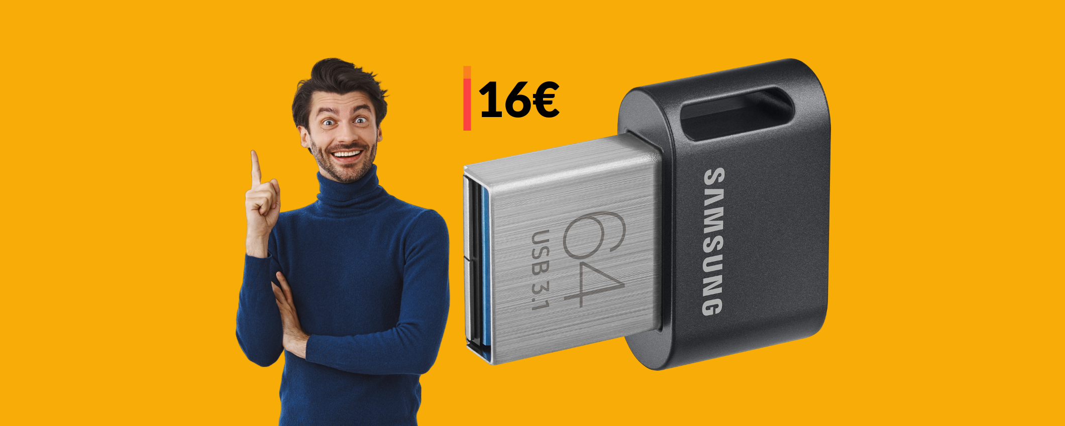 Chiavetta USB 64GB Samsung, compatta e velocissima: solo 16€