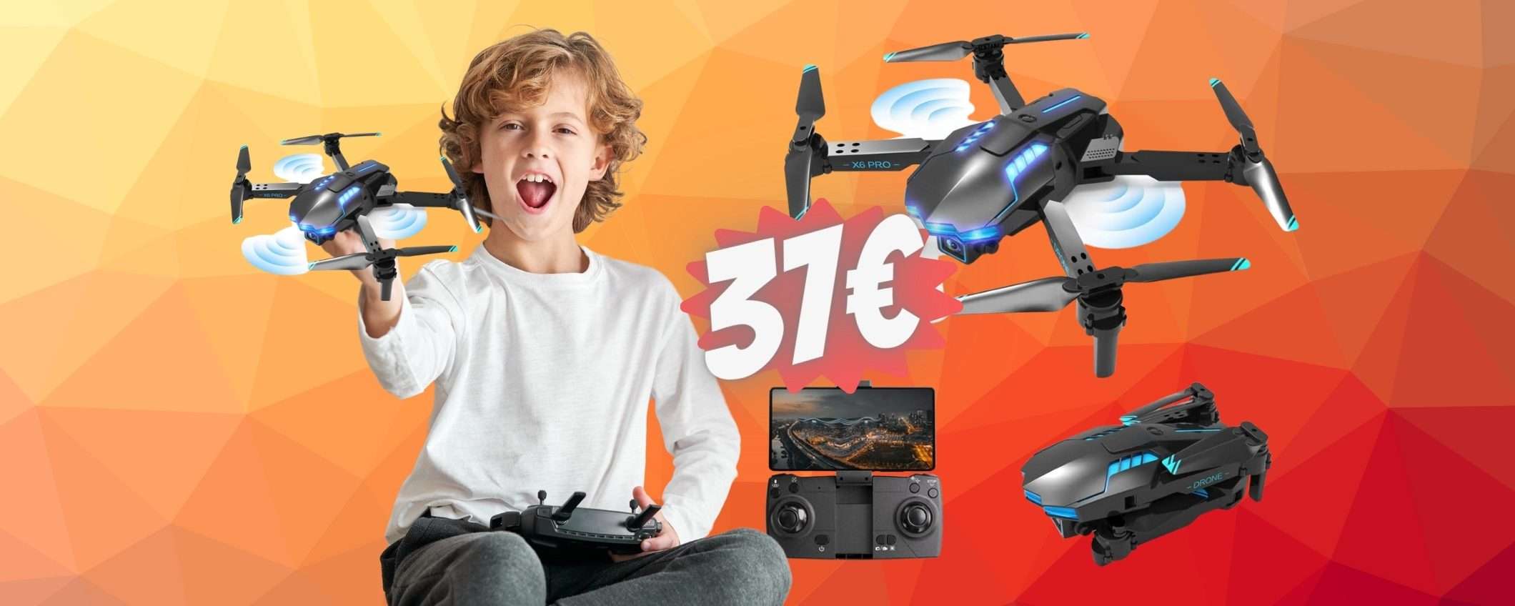 Drone con telecamera HD in DOPPIO SCONTO: il REGALO perfetto a 37€