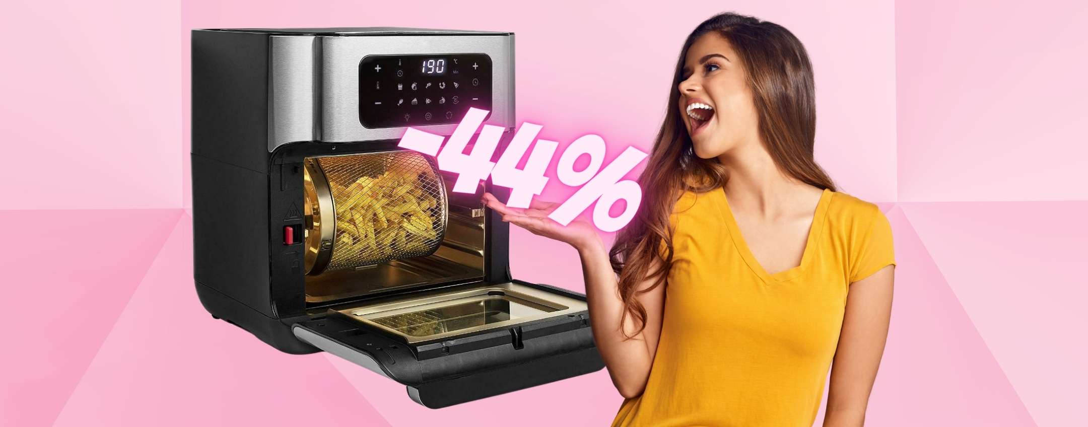 Forno ad aria Princess da 10 Litri con cestello ed essiccatore al 44%