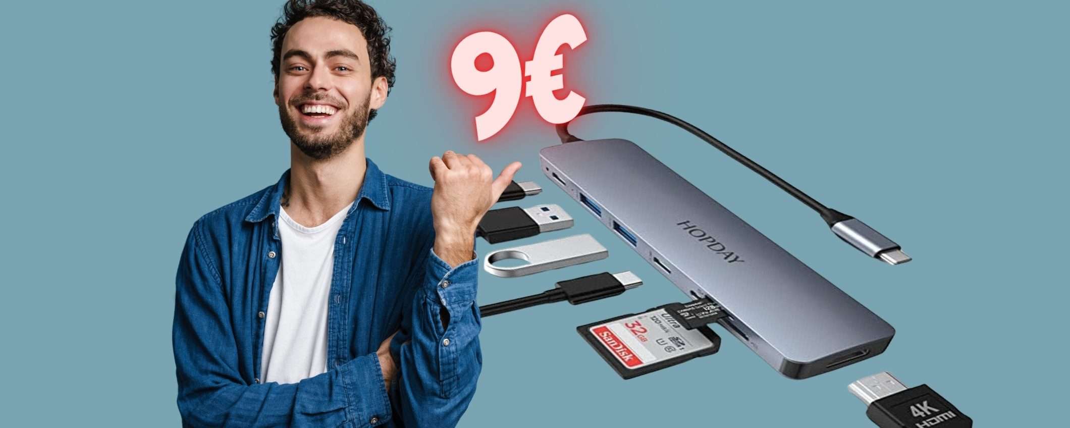 Hub USB 7 in 1 SPETTACOLARE a soli 9€ su Amazon con lo SCONTO del 62%