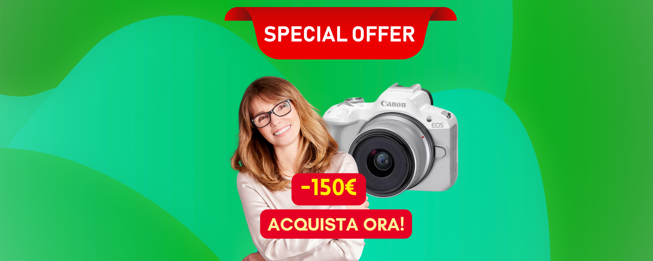 Sconti Canon SHOCK: mirrorless Canon EOS R50 in sconto di 150€