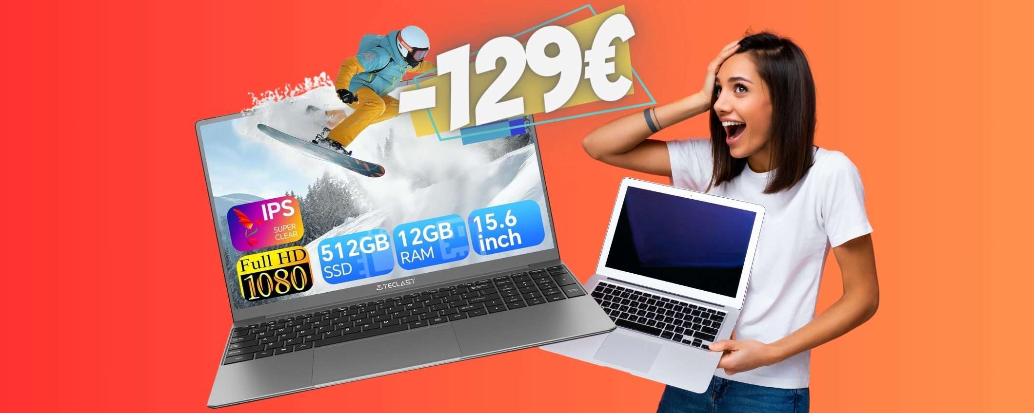 OFFERTA BOMBA di Amazon: portatile 12GB RAM/512GB SSD a 129€ in MENO