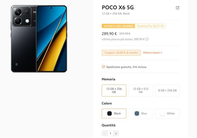 poco x6 5g 289 euro mi store