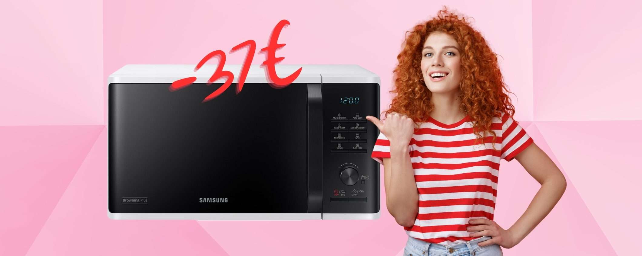 Samsung: forno a microonde da 23 litri, 1100W e grill in SCONTO di 37€