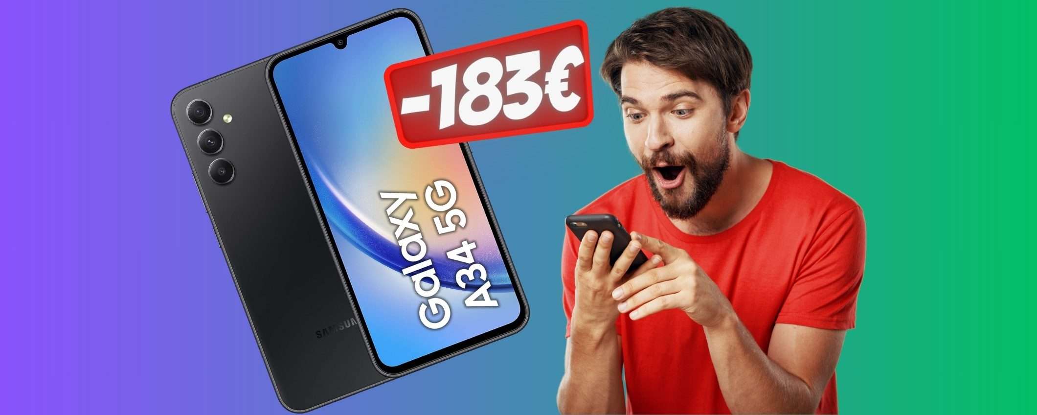 Samsung Galaxy A34 5G con MAXI SCONTO del 39% RISMARMI 183€