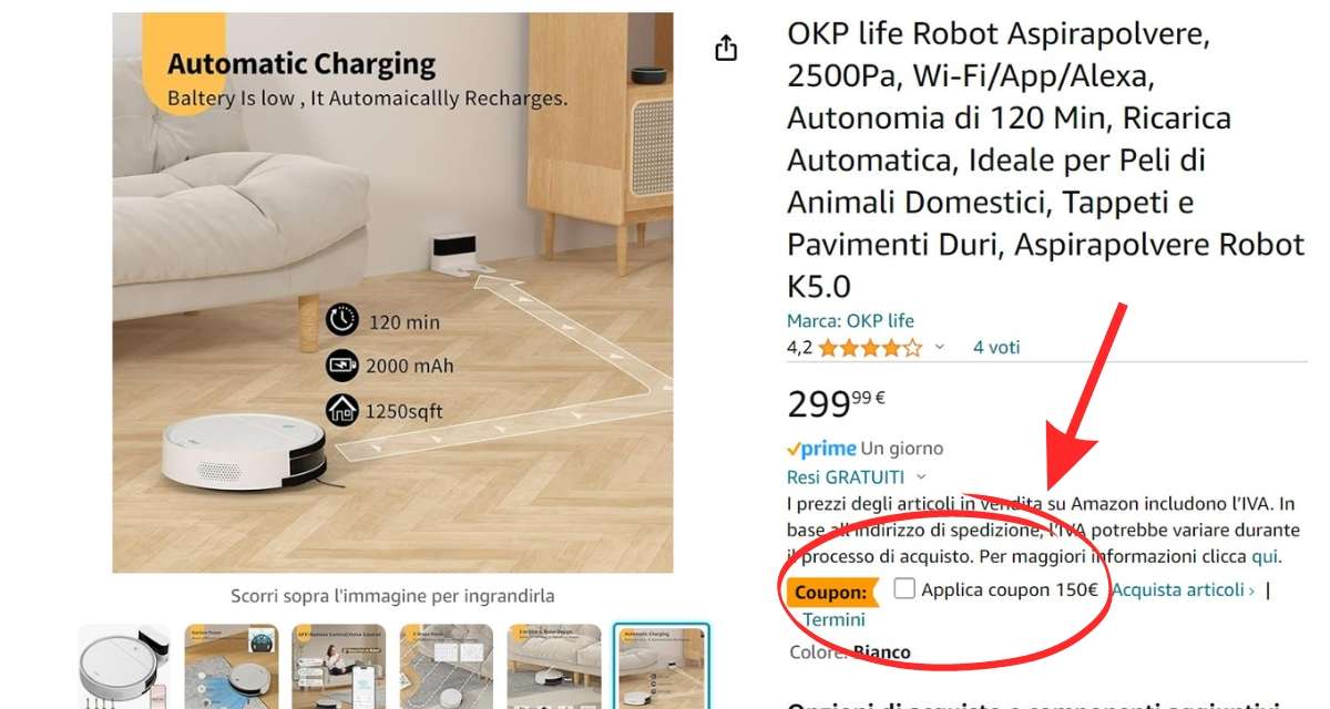 sconto-150e-Amazon-per-questo-robot-aspirapolvere-pazzesco-coupon