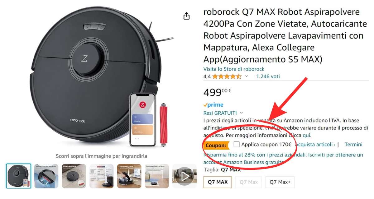 sconto-folle-170e-robot-aspirapolvere-roborock-q7-max-coupon