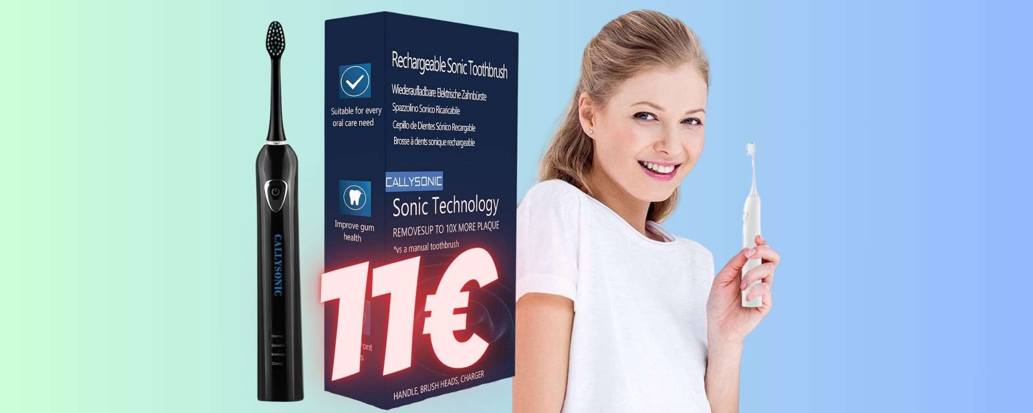 SOLO 11€ per questo spazzolino elettrico sonico: Amazon SPACCA il Web