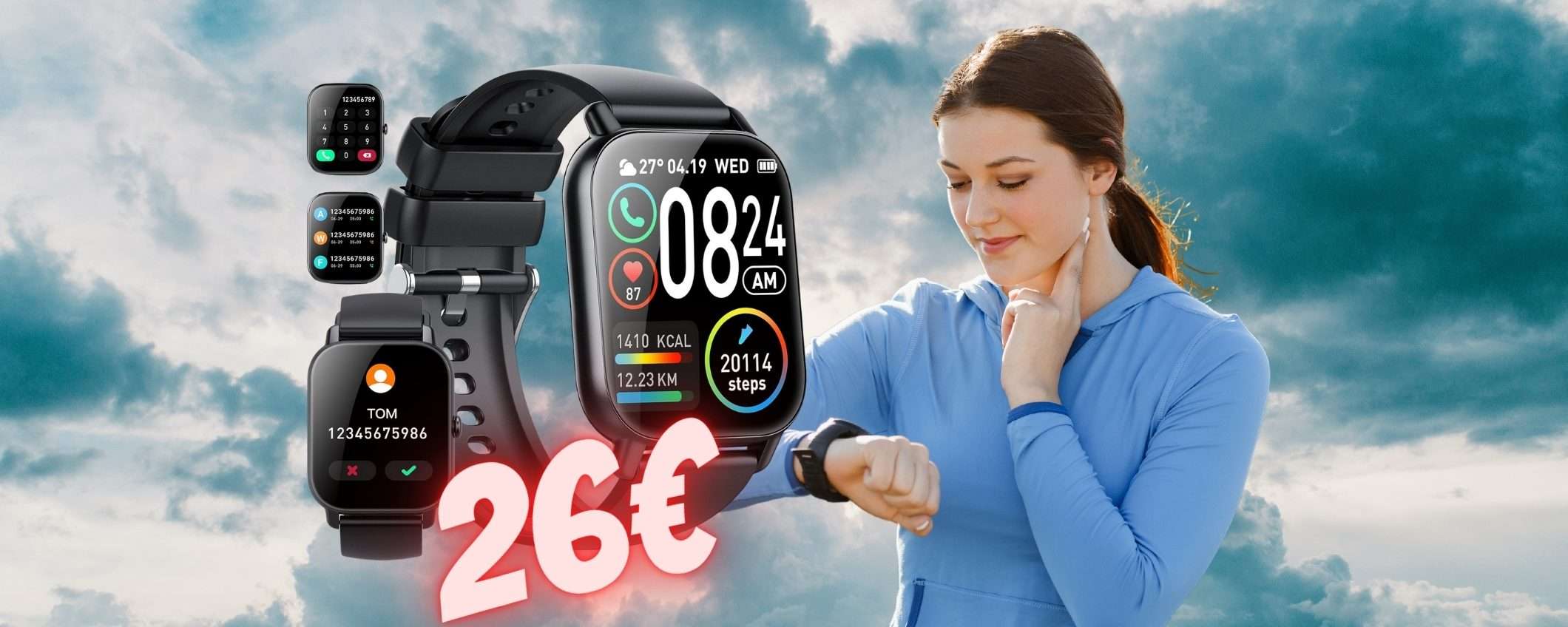 Solo 26€ e metti al polso questo smartwatch con vivavoce e 112 profili