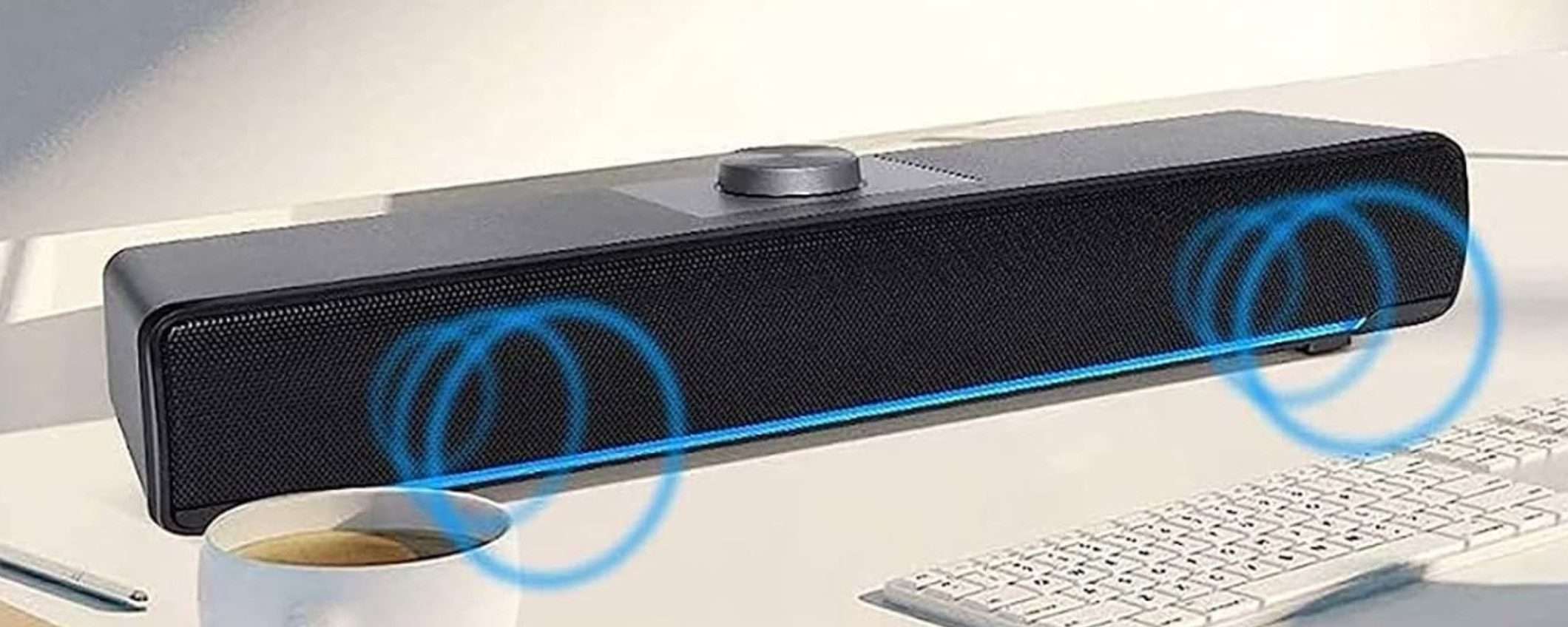 Soundbar compatta per PC e TV a 20€ su Amazon: bellissima e POTENTE