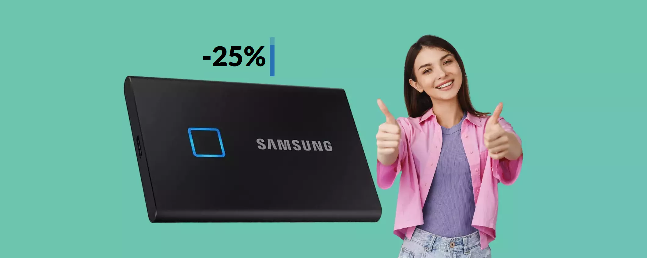 SSD esterno Samsung 1TB: il lettore d'impronte PROTEGGE i dati