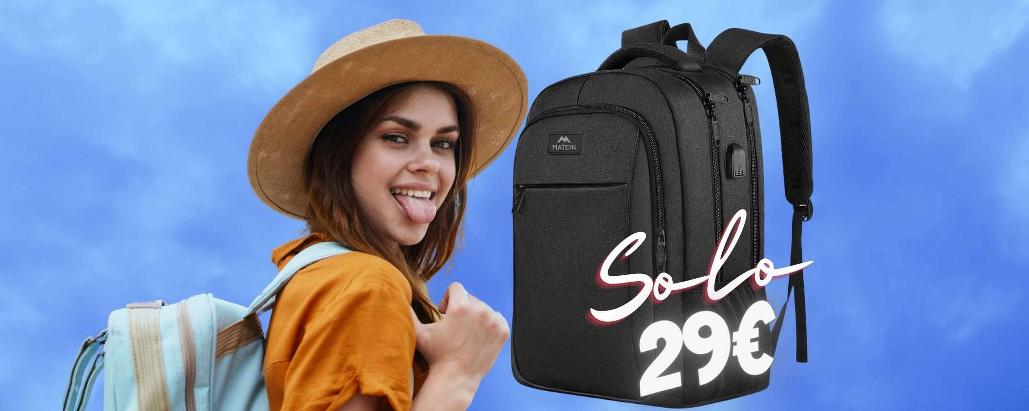 Zaino per portatile da 15,6 pollici con caricatore USB tuo a 29€