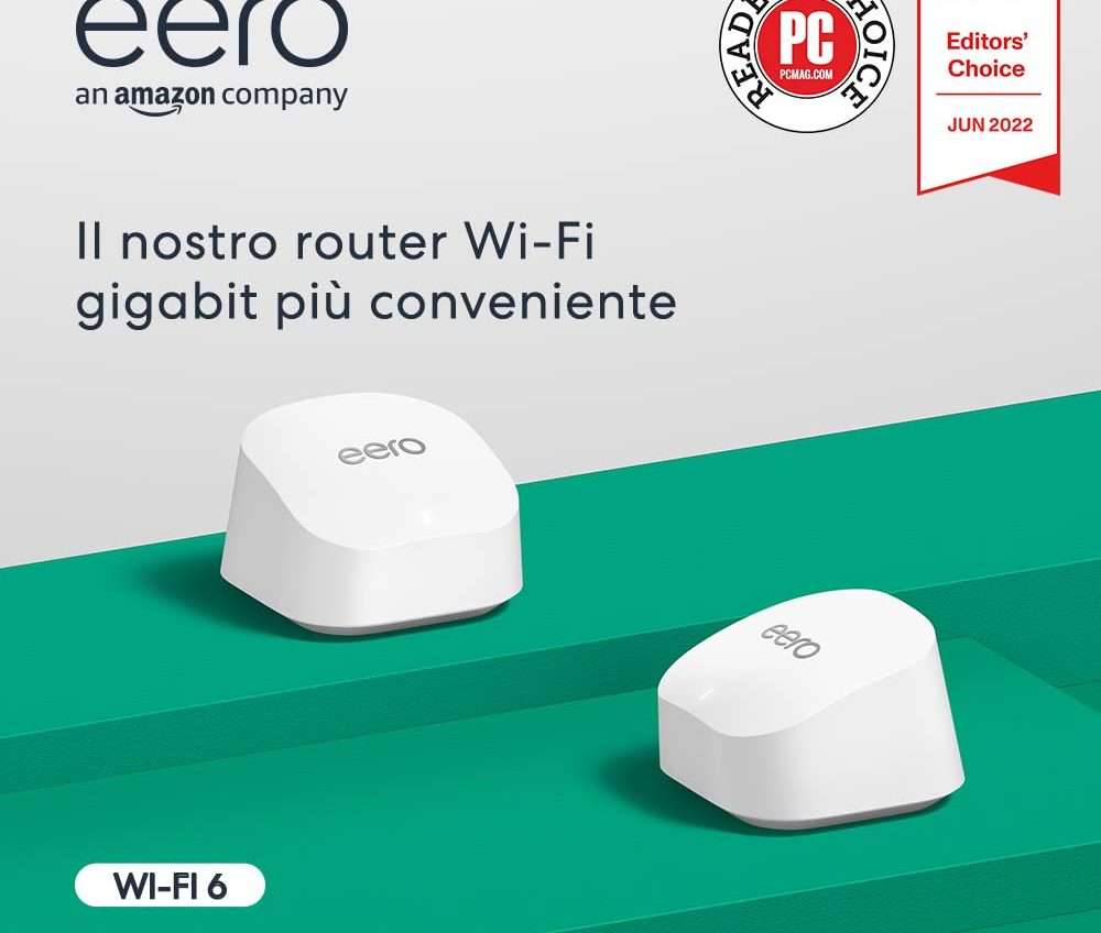 Amazon Eero 6+ (da 2) in offerta: il prezzo crolla al minimo di sempre