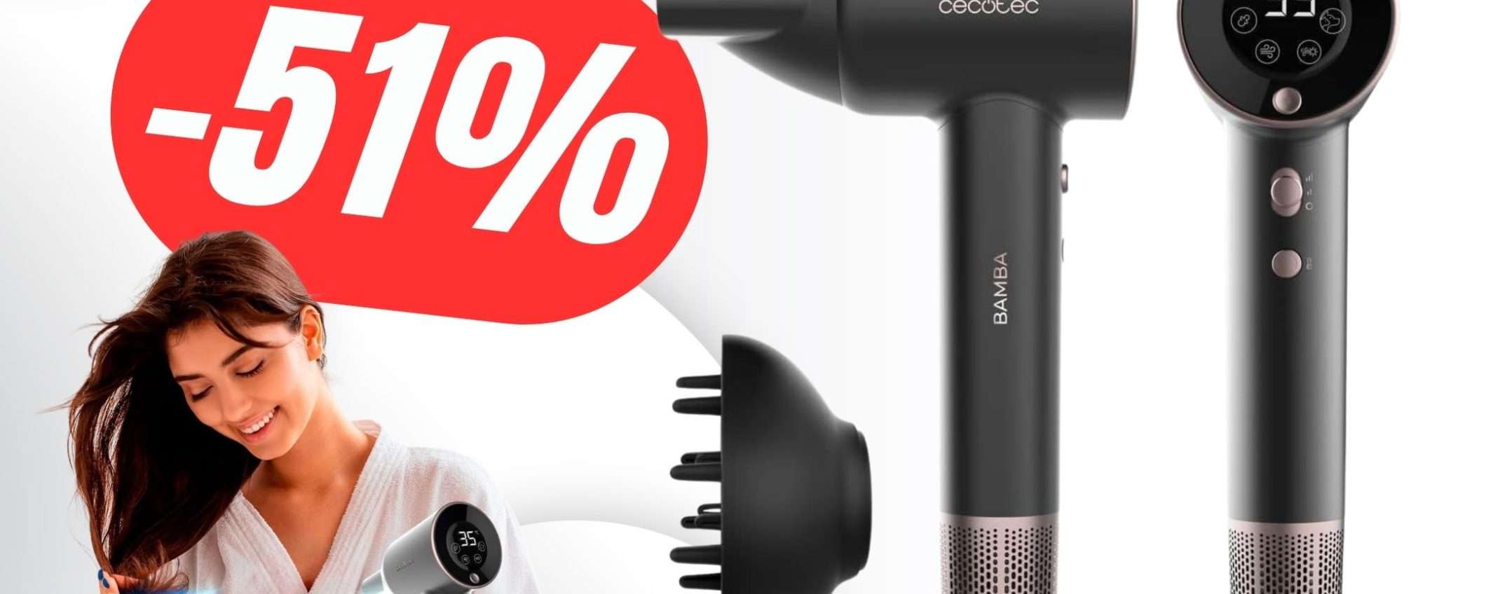 SCONTO FOLLE DEL 51% per l'Asciugacapelli Rapido agli Ioni!