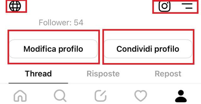 Come modificare il proprio profilo su Threads