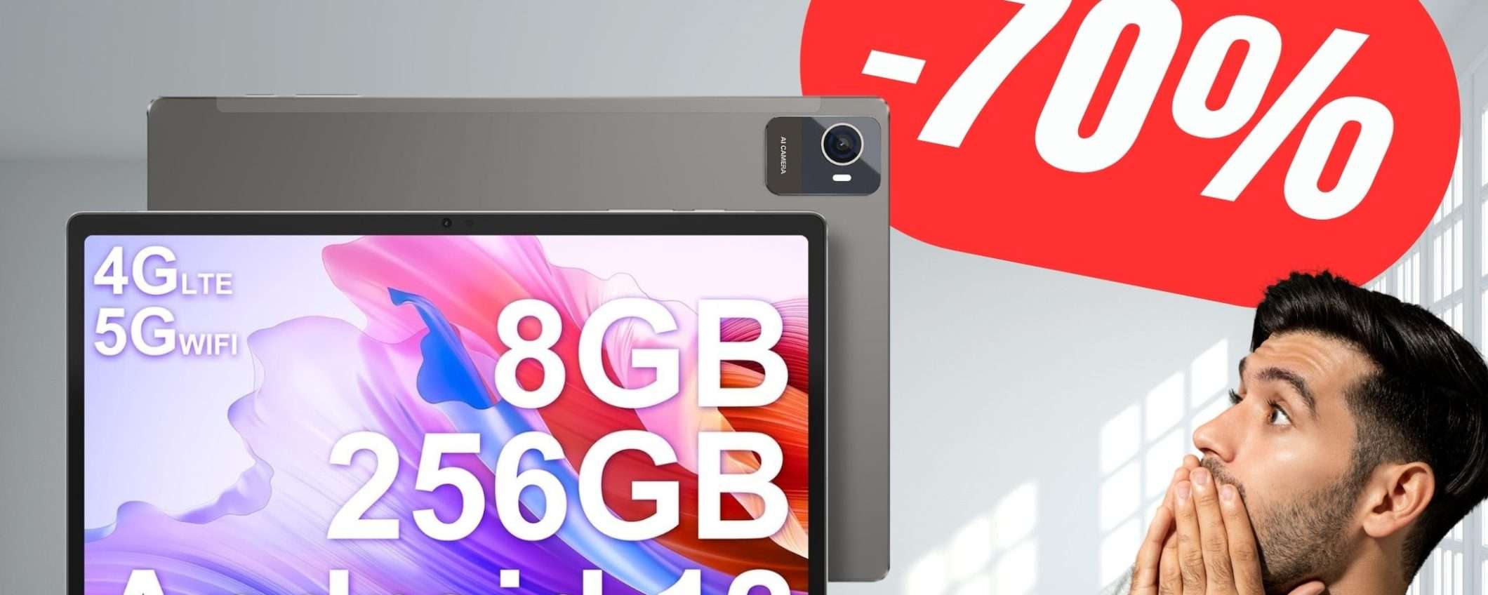 SCONTO del 70% per questo Tablet Android con 8GB di RAM e 256GB di memoria!