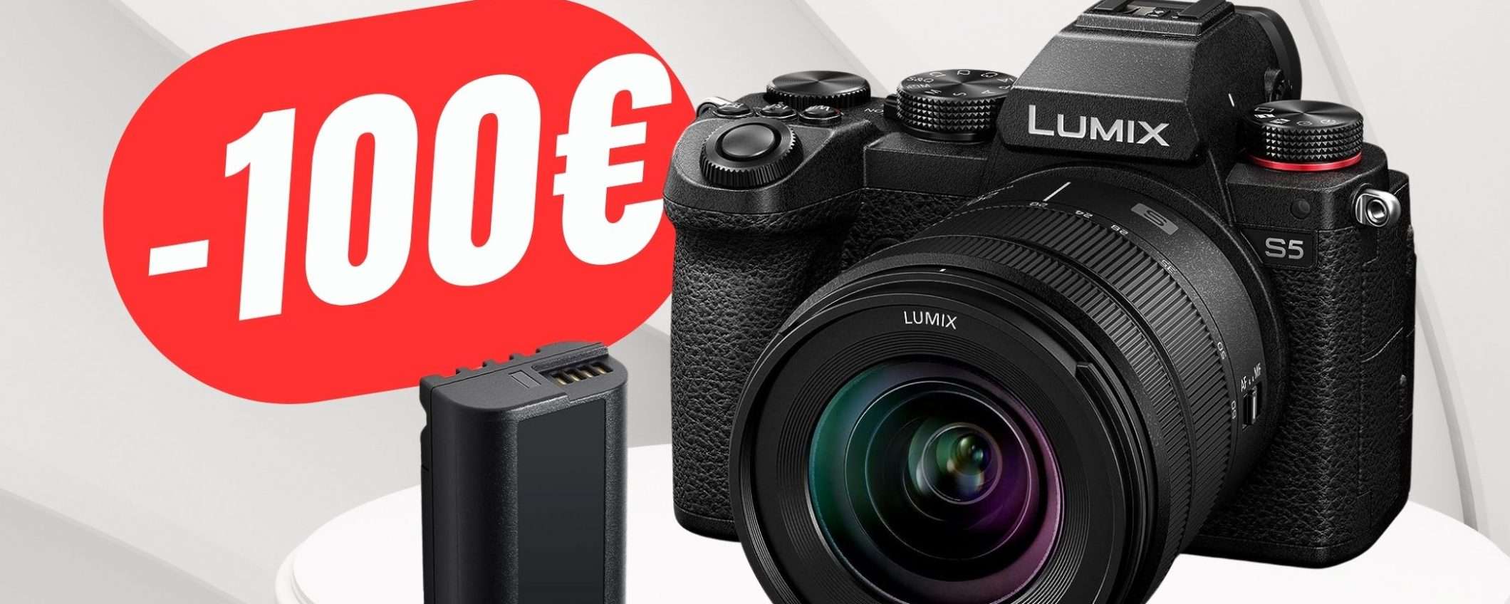 SCONTO da 100€ per la Panasonic Lumix S5 con Obbiettivo (20-60mm) e Batteria!