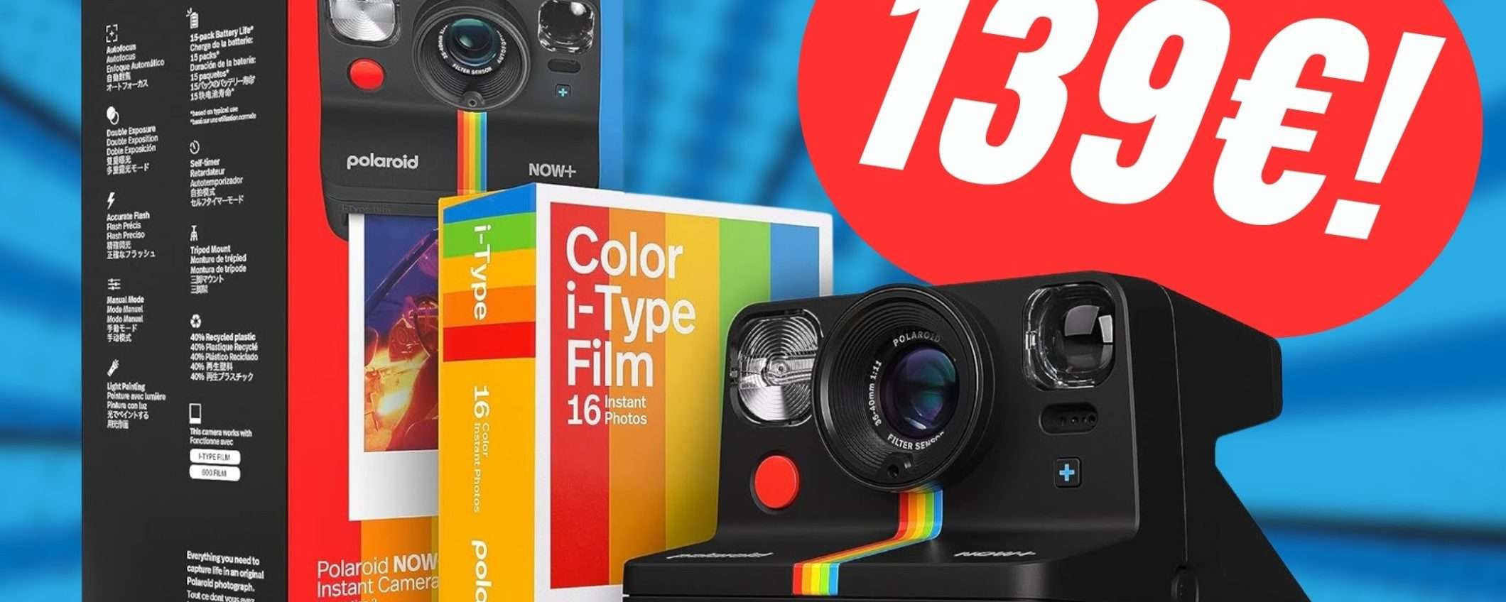 Risparmia 35€ sulla Fotocamera POLAROID con Pellicole INCLUSE!