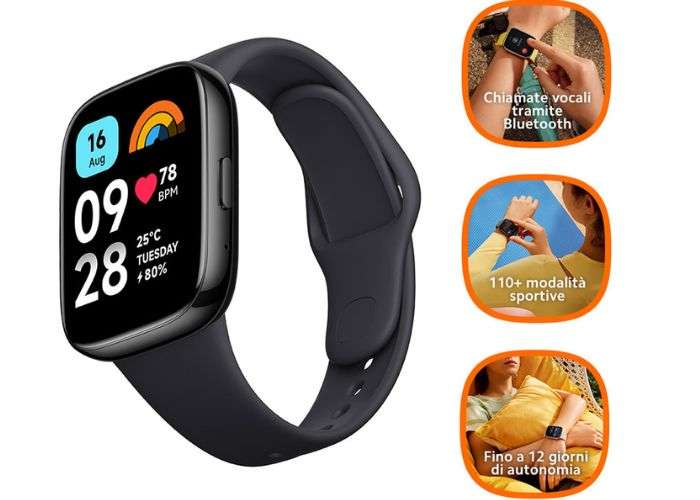 Lo Xiaomi Redmi Watch 3 Active in 3 RATE da 13€ da UNIEURO