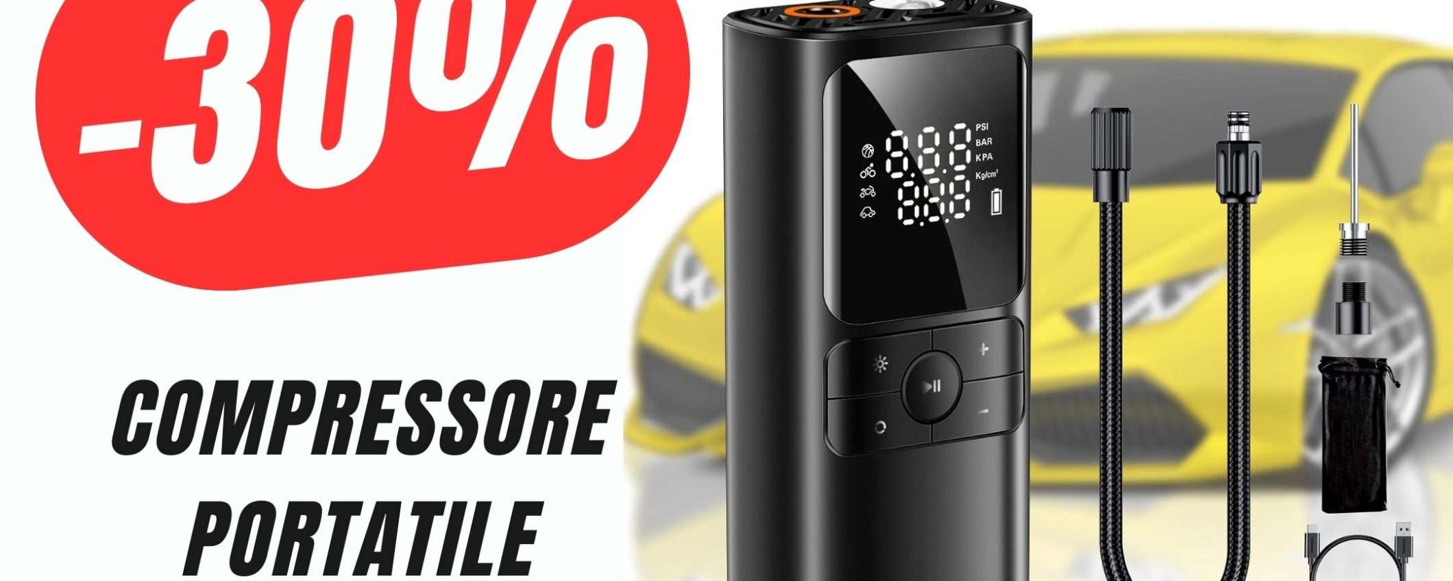 Risparmia il 30% sul Compressore Portatile col COUPON