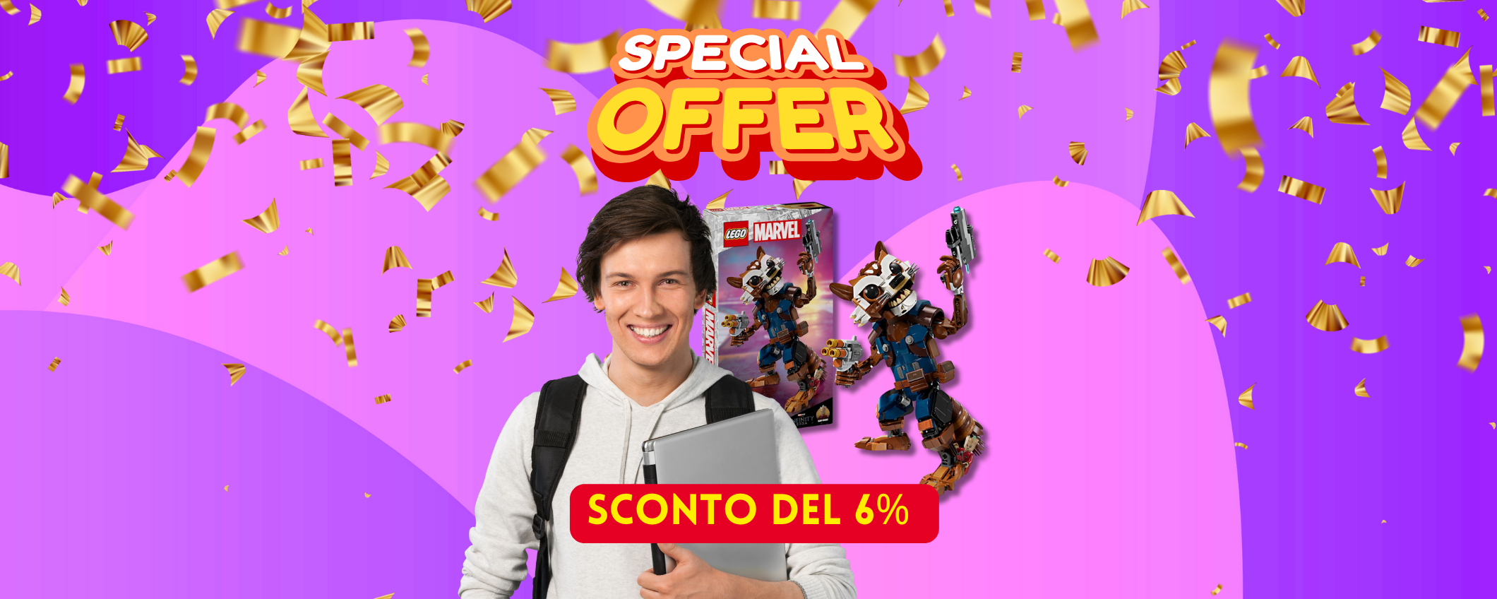 Bellissimo set Lego Marvel Rocket e baby Groot in sconto del 6%