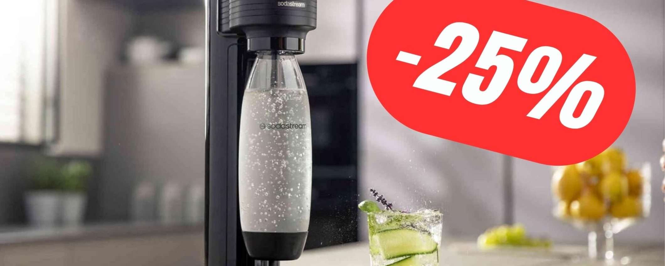 Paga il Gasatore d'acqua SodaStream POCHISSIMO grazie allo sconto del -25%!