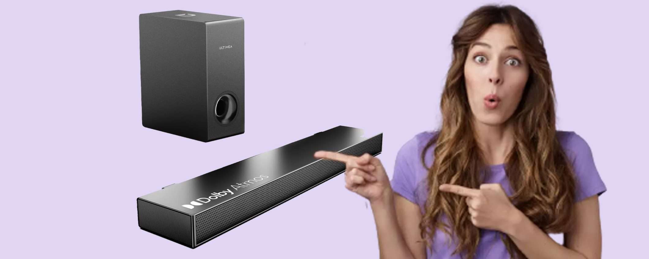 Soundbar con Dolby Atmos+Subwoofer: doppio sconto TOP su Amazon