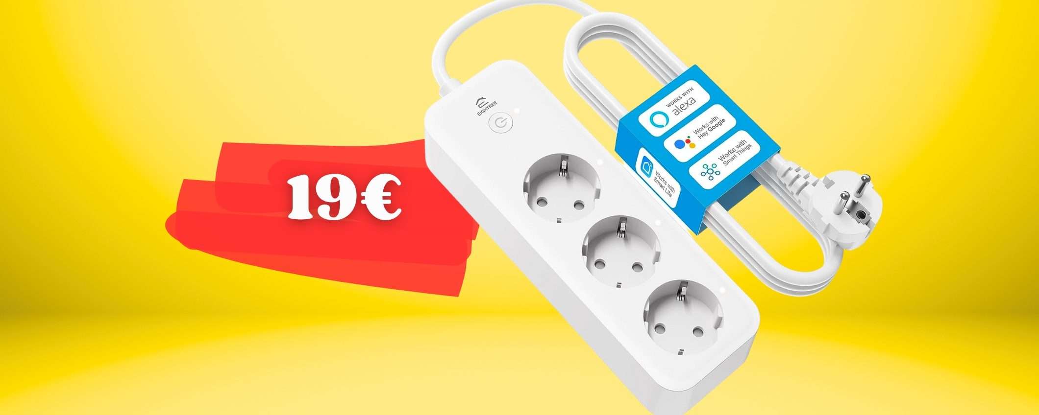 Multipresa 3in1 super SMART per controllo con app e voce (19€)