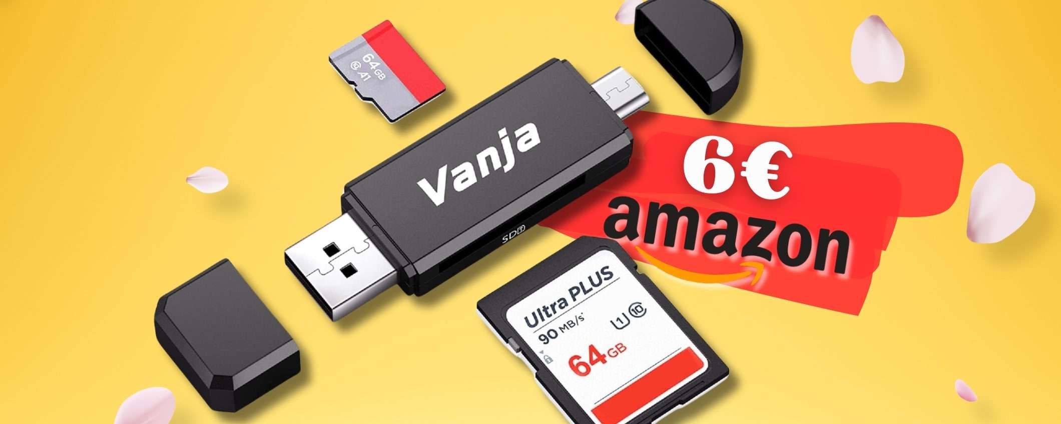 Lettore Schede SD/Micro SD a 6€ è l'affare del giorno, su AMAZON