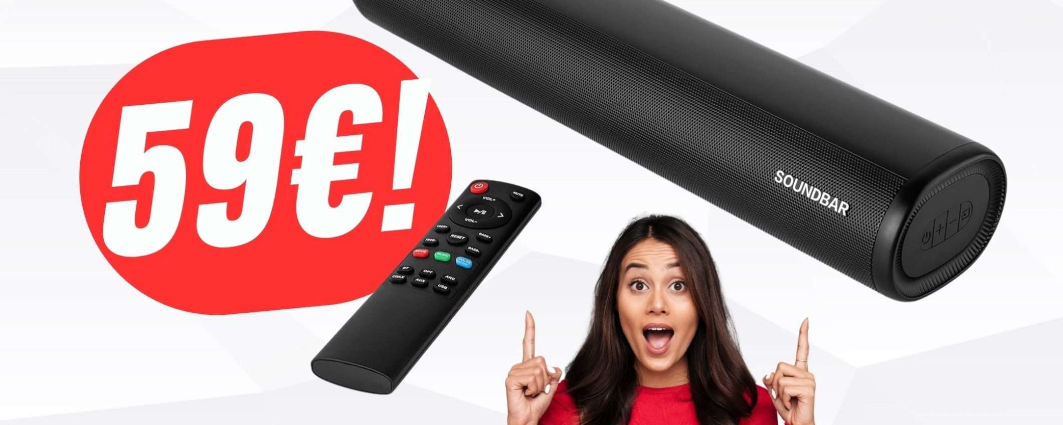 Rendi l'audio della tua TV cinematografico con la Soundbar Wireless a soli 59€!