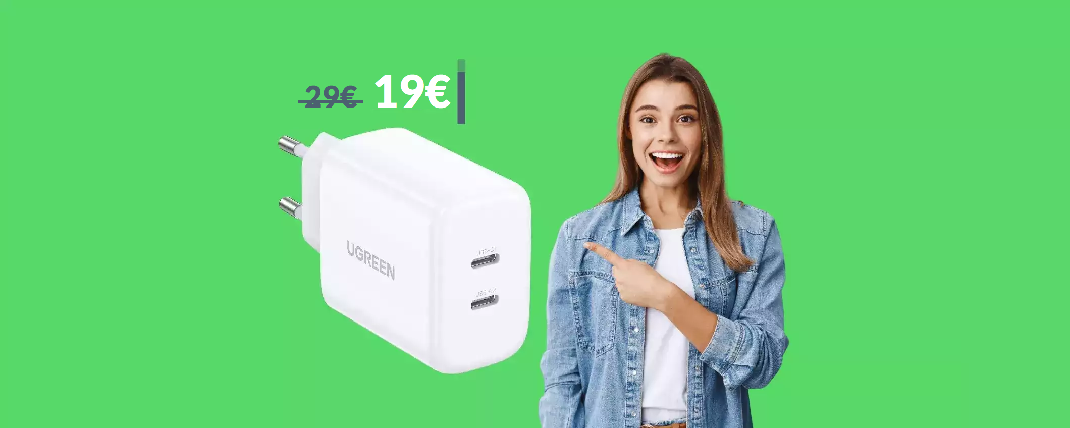 Caricabatterie USB C 2-in-1: è già tuo a 19€ grazie a 2 SCONTI