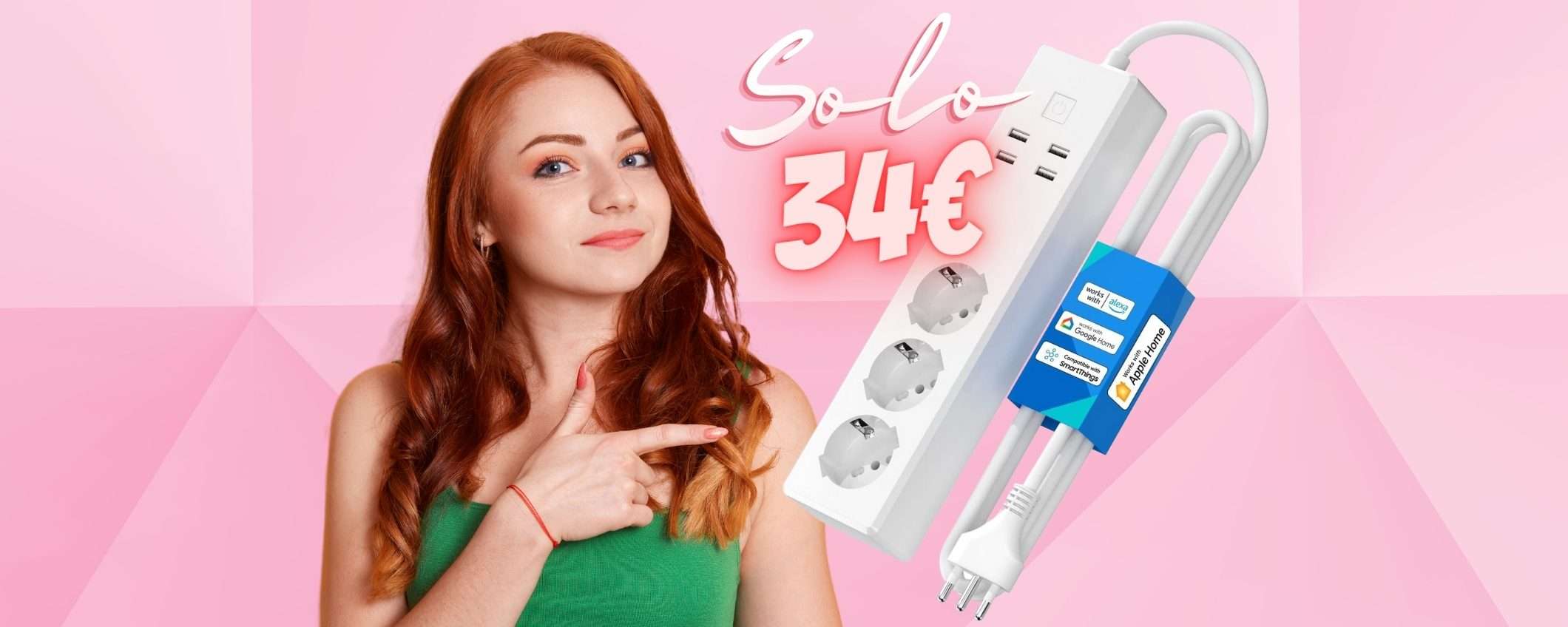 Ciabatta intelligente con 3 prese e 4 USB a POCHISSIMO (solo 34€)