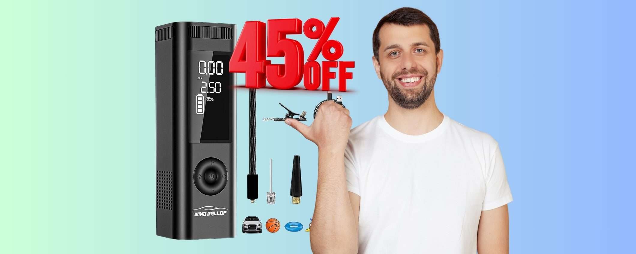 Compressore portatile che gonfia ogni cosa in OFFERTA al 45% in MENO