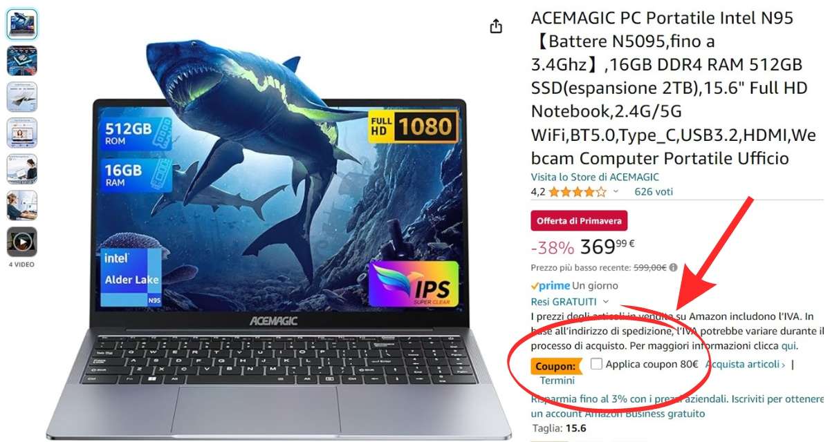 computer-portatile-prezzo-bomba-amazon-16gb-ram-512gb-ssd-coupon