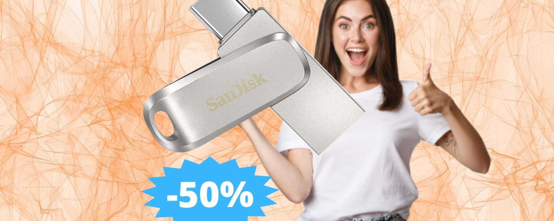 Chiavetta USB SanDisk Ultra 64GB: sconto FOLLE del 50%