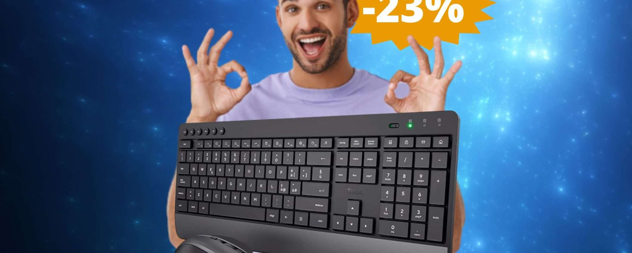 Mouse e tastiera Trust Trezo: sconto ESCLUSIVO del 23%