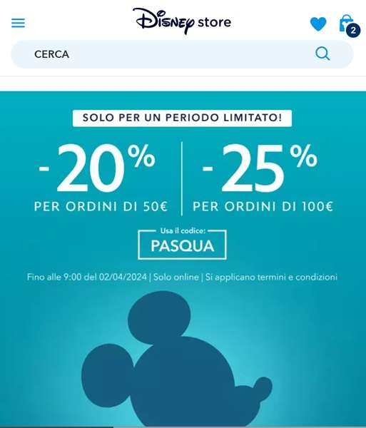 disney store codice pasqua