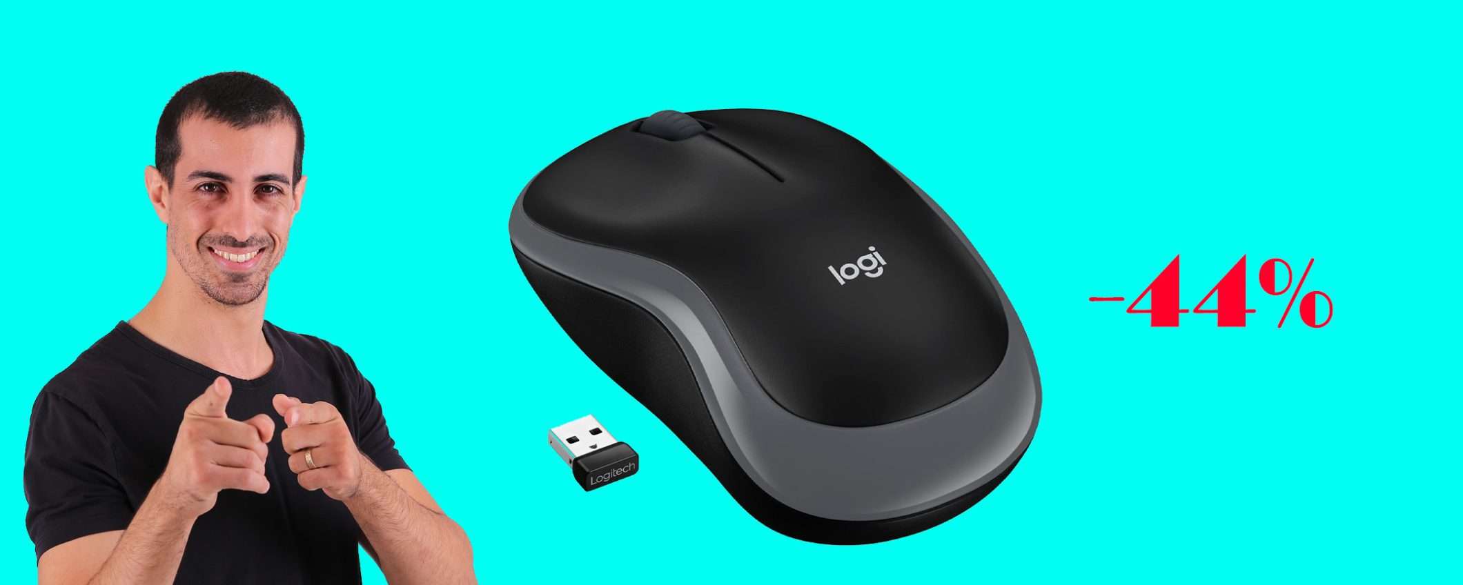 Mouse wireless Logitech M185: sconto FOLLE del 44% su Amazon