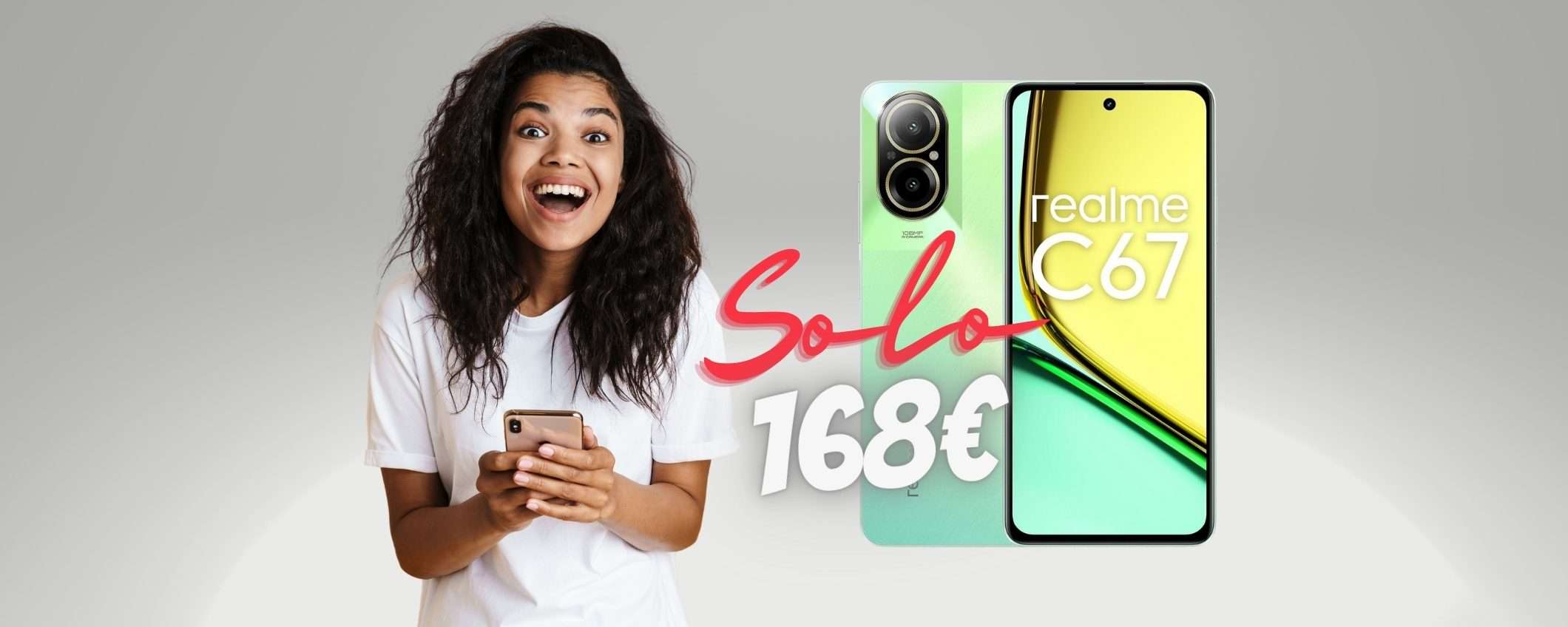 Realme C67 da 256GB, con fotocamera da 108MP, tuo a 71€ in MENO