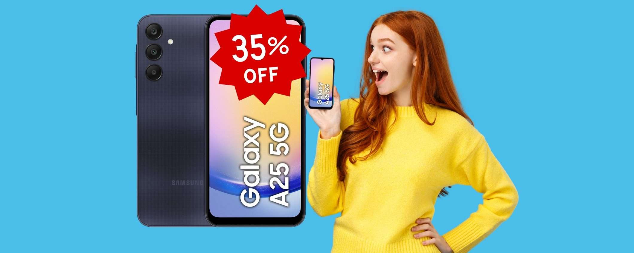 Samsung Galaxy A25 5G da 128GB con Android 14 al 35% di SCONTO