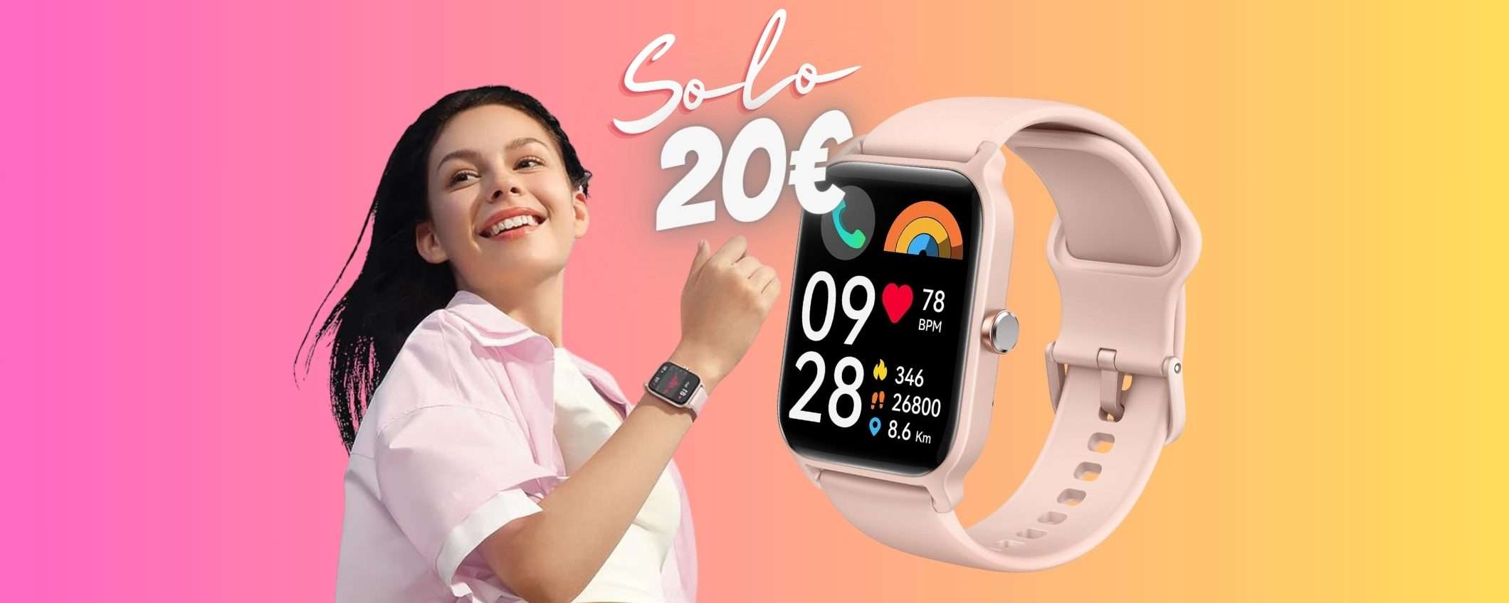 Smartwatch con 100 profili sport e microfono per chiamate a soli 20€