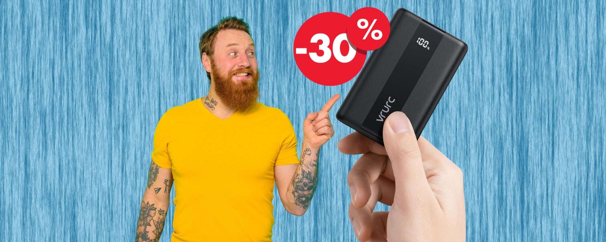 Solo 20€ per questo Power Bank da 20000mAh con ricarica ultra rapida