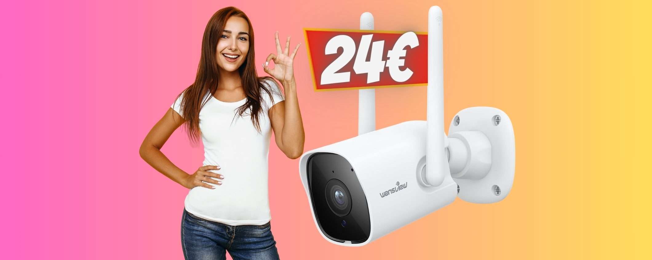 Telecamera di sorveglianza WiFi 2K impermeabile tua a SOLI 24€