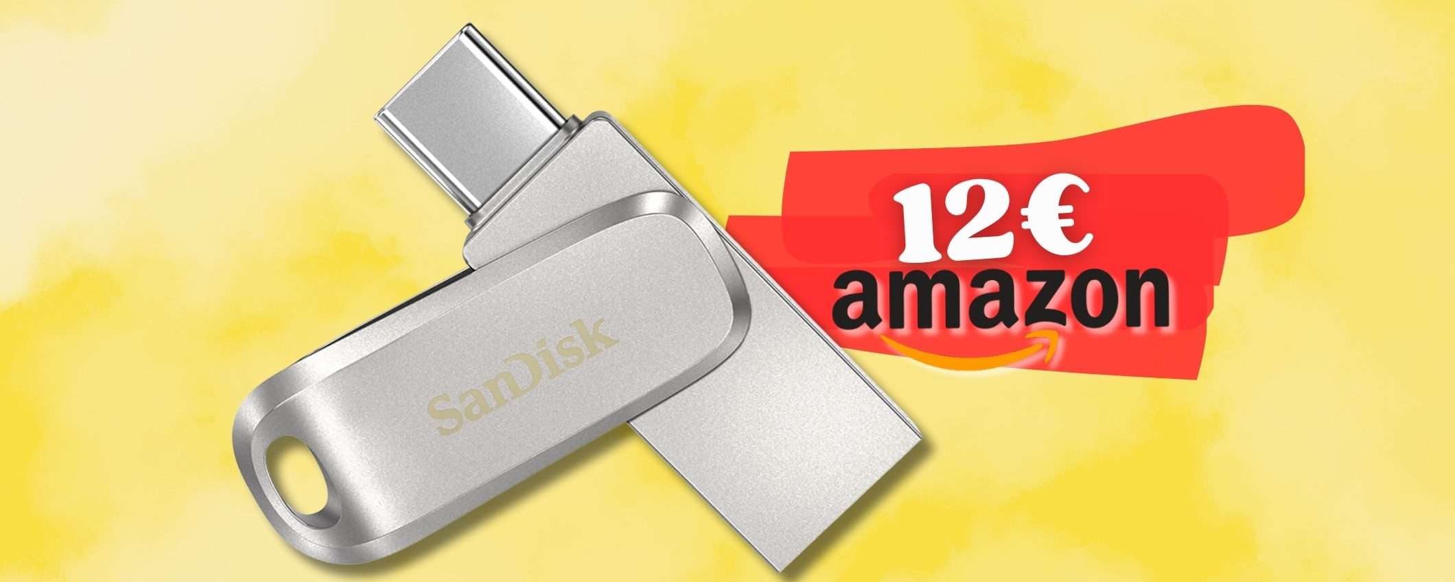 128GB di spazio su chiavetta USB doppia con SanDisk (12€)