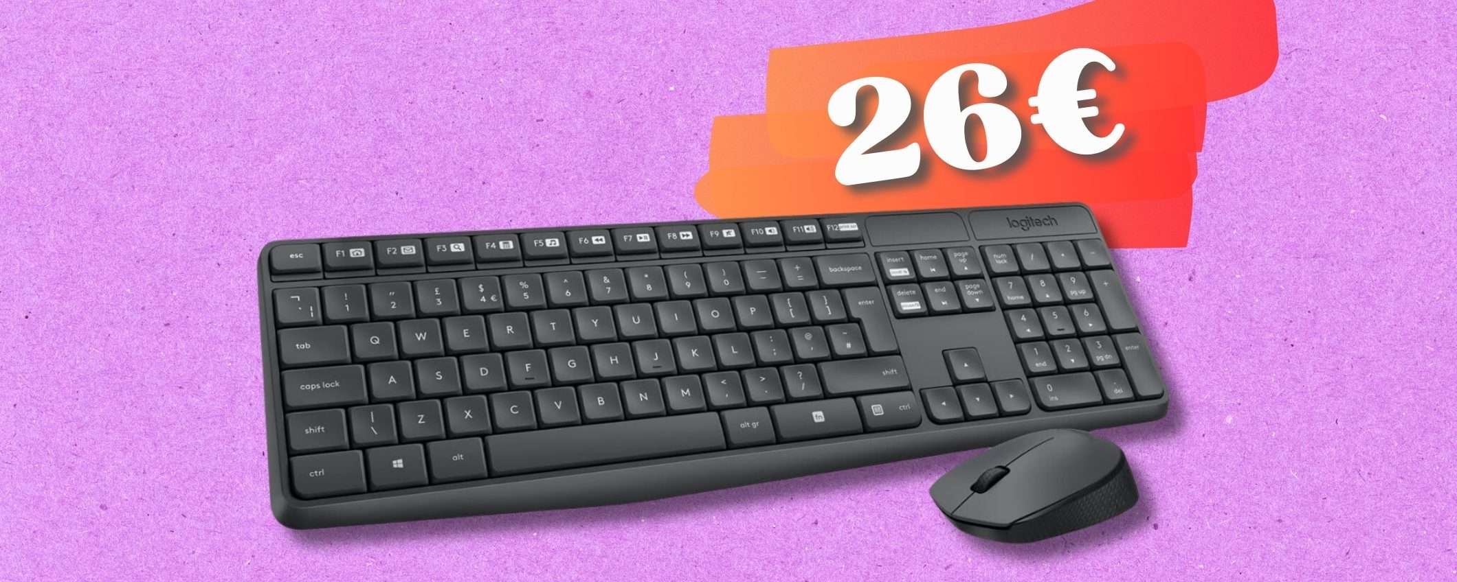 Logitech MK235 per una scrivania ZERO cavi: mouse e tastiera a 26€