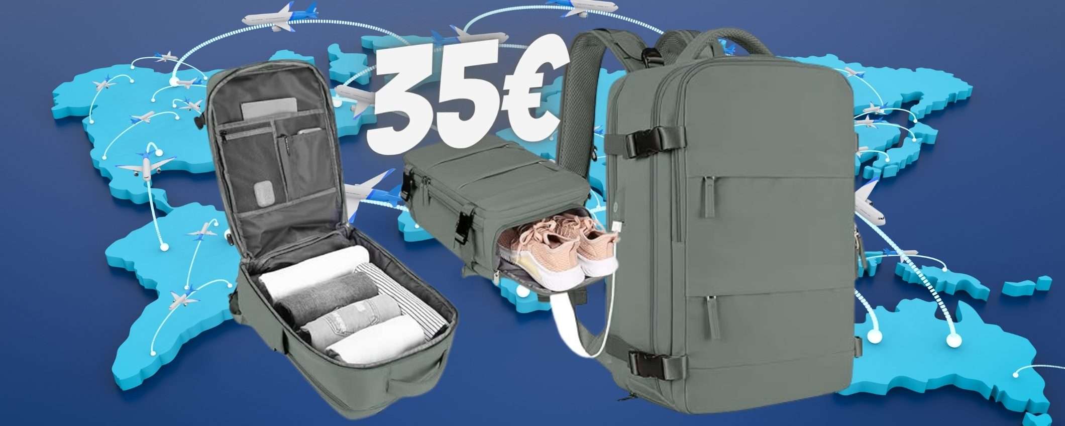 Bagaglio a mano troppo costoso? Con questo zaino voli SERENO (35€)